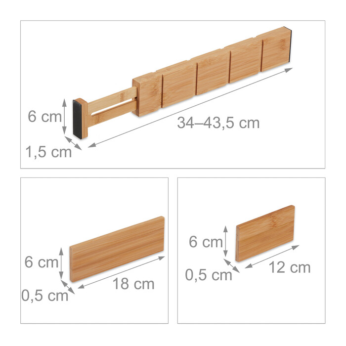 Relaxdays 13-piece Drawer Divider Set made of Bamboo