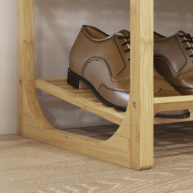 HOMCOM Bamboo Shoe Rack Shoe Organizer 4-Tier for up to 12 Pairs of Shoes with Handle for Entrance Bedroom 76 x 33 x 67 cm Natural