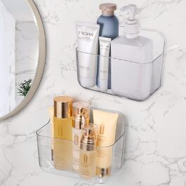 Поличка для душу на присоску без свердління, органайзер для ванної кімнати, сіра поличка, полиця для ванної кімнати без свердління, вантажопідйомність 20 кг, невелика полиця для кріплення у ванну кімнату та кухню (стандартна версія)