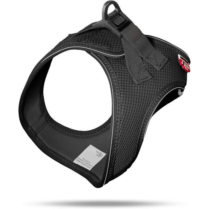 Шлейка для собак з кільцем D-Ring, чорна, розмір M, mit curli