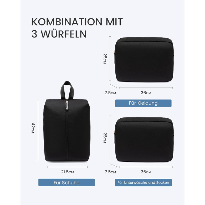 LOVEVOOK Рюкзак для ручної поклажі, дорожній рюкзак 45L, валіза-рюкзак для ноутбука 17.3 дюйма, для подорожей, ділових поїздок, вихідних (1-чорний, 47x20x34 см, 40L, комплект)