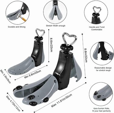 JJDPARTS Shoe Stretcher for Women, Men, Boot Stretcher for Women, Adjustable, Unisex, Wide Feet, Red (Gray (1 Pack of 43-47))