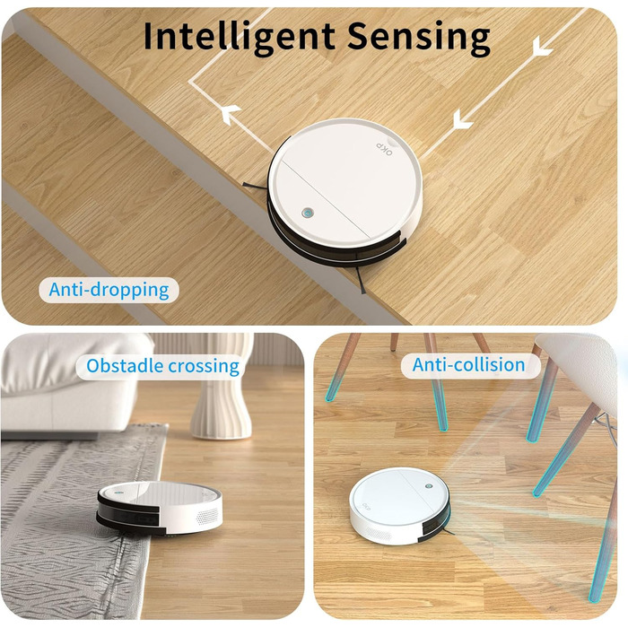 Робот-пилосос OKP K5 з потужністю 5000Pa, навігацією, HEPA-фільтром, Wi-Fi та для тварин, килимів та твердих підлог