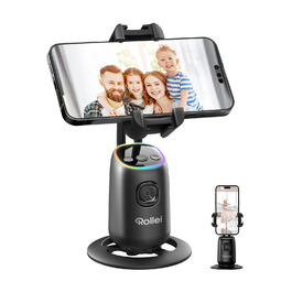 Rollei Easy Creator Desktop: Стабілізатор відео для смартфонів з AI-трекінгом, 360° обертання, вбудований акумулятор, для TikTok Live Streaming