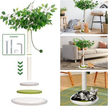 Zvonema Kratzbaum-Kratzstamm Scratching Post with 80 cm Height for Small and Large Cats, Sisal Rope Cat Scratching Post with 1 Interactive Ball, Scratching Pole Cat Furniture, for Indoor Activity, Play