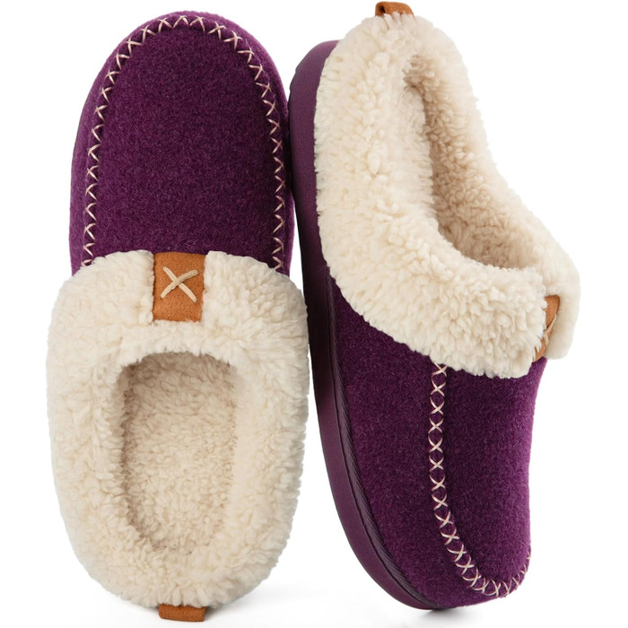 Тапочки жіночі LongBay з ворсистого матеріалу з меморі-піною, м'яке Sherpa-підкладка, для дому та вулиці (38/39 EU, фіолетовий)