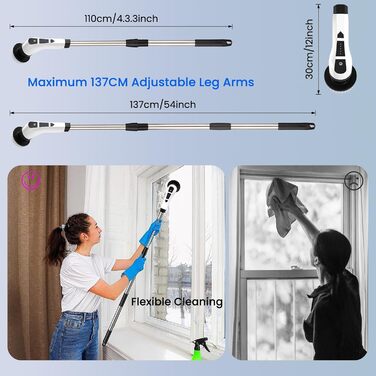 Електрична щітка для чищення швів та поверхонь, 10 насадок, регульована ручка, для ванної, кухні, авто, підлоги