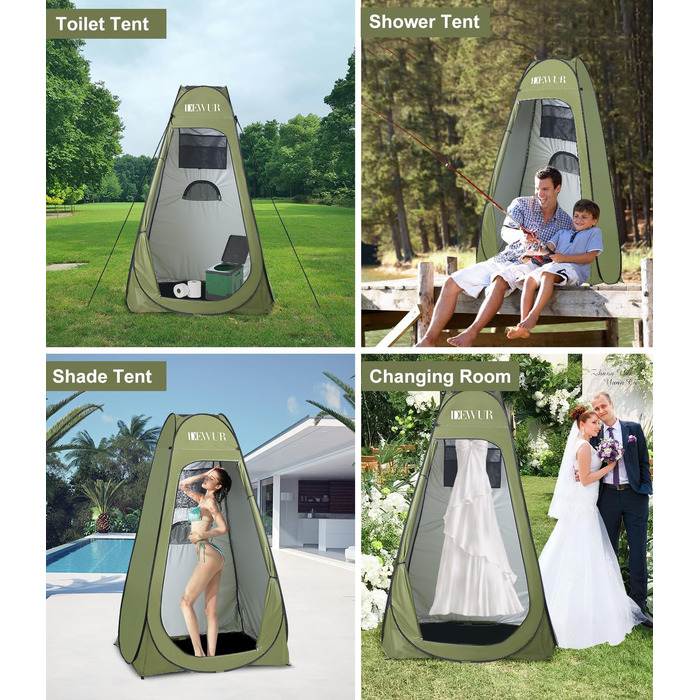Camping Privacy Tent with Shower - Pop Up Changing Room & Toilet Shelter - UV 50+ Protection - Portable Outdoor WC Tent for Camping & Beach - Includes Carry Bag