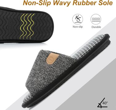 Чоловічі літні капці GOEWY з ефектом пам'яті (Memory Foam), відкриті пальці, протиковзкі домашні та вуличні тапочки, чорні, розмір 42/43 EU