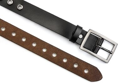 Жіночий шкіряний ремінь з металевою пряжкою для джинсів Dreess, ширина 1.1 см, довжина 115 см (підходить для обхвату талії 95-106 см), колір: чорний