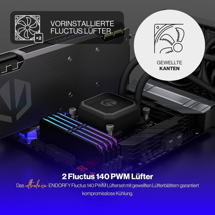 ENDORFY Navis F280 - Система водяного охолодження CPU з радіатором 280мм, PWM-помпа, 2 вентилятори Fluctus 140 PWM ARGB, підтримка Intel LGA 1700/1200/115x та AMD AM5/AM4