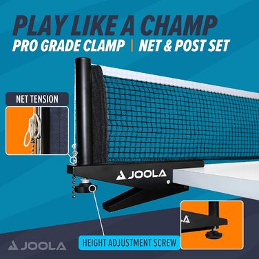 JOOLA Premium Portable Table Tennis Net and Posts Set - Regulation Size, Ping Pong, with Spring Clip