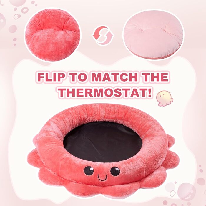 Кругле ліжко для собак та котів XL, рожево-червоне, Boho стиль, з м'яким знімним подушечкою, ліжко-антистрес для великих собак