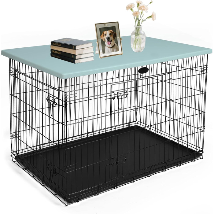 Настільний верстат для переносної клітки для собак Rockever 96,5 см, пластиковий, з антиковзким покриттям, легко миється (для клітки 91,4 см, блакитний)