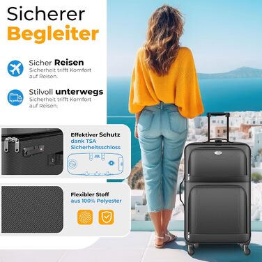 Набір валіз KESSER® 4-в-1 | Тріумф у подорожах: комплект з валізи-тролі, тканинної валізи, косметички та великої валізи для бізнесу та подорожей | Антрацит