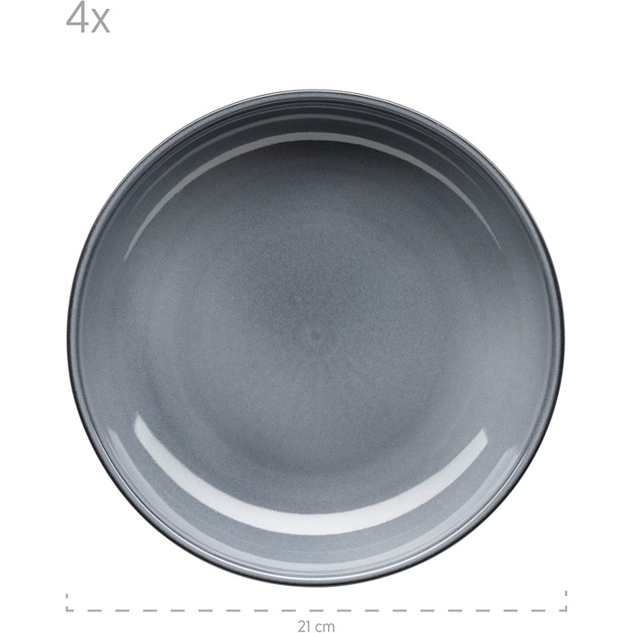 MÄSER Livio: Набір тарілок для 4 осіб (8 шт.) з тарілок для їжі та супу, сірий, кераміка, сучасний скандинавський стиль