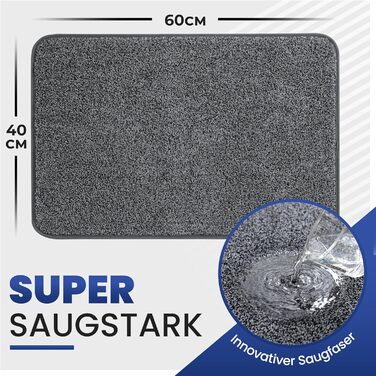 Килимок Mibao SoftStep Luxus 60x90 см - грязезахисний, антиковзкий, вологопоглинаючий килимок для дому (сірий)