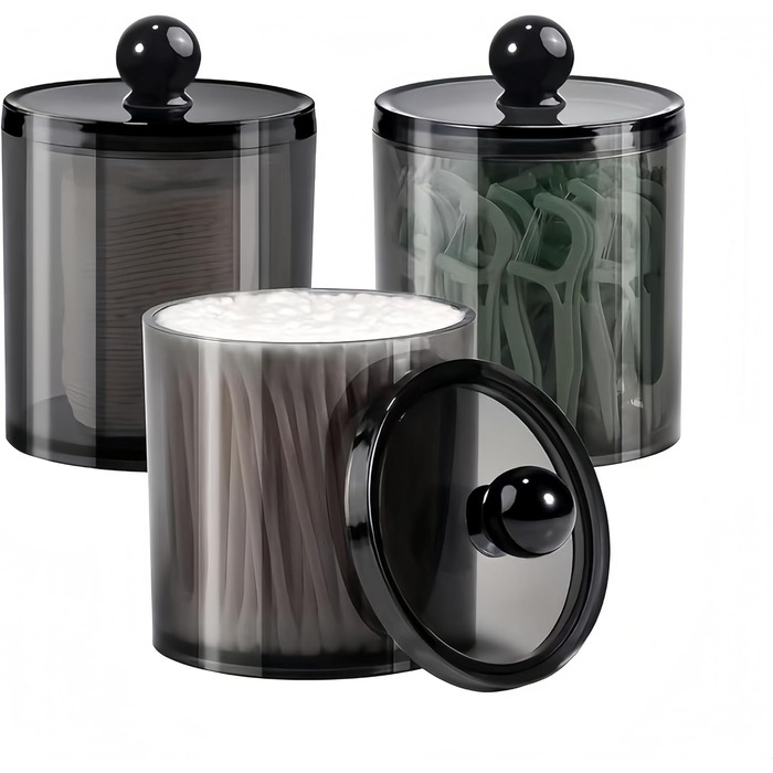 Диспенсер для ватних паличок та дисків PET, органайзер для косметики та макіяжу, чорний (BLACK-D2)