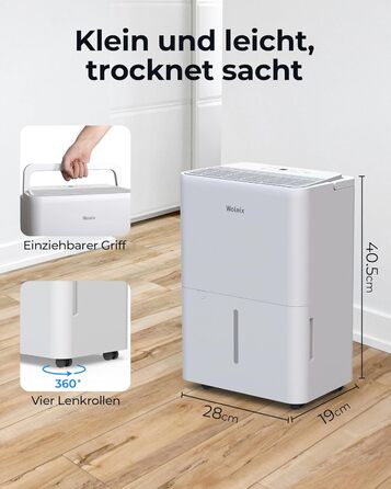 Електричний осушувач повітря 12L з фільтром та шлангом для дому, 4 режими, 35dB, гарантія 10 років