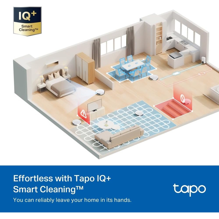 Робот-пилосос Tapo RV20 Max Plus з функцією миття та автоматичною станцією самостійного очищення, 5300Pa, 83 мм, сумісний з Alexa & Google Assistant, білий