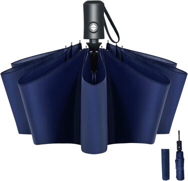 Зонт автоматичний Vicloon, 8 спиць, тефлонове покриття, компактний, для подорожей, гольф, темно-зелений/темно-синій