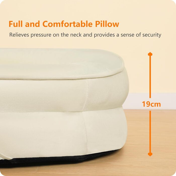 Ортопедичне ліжко для собак, ліжко-софа для собак з підковоподібною подушкою, неслизьке дно, кошик для собак, знімний та пральний, середні та великі породи, 106 x 79 x 17 см (122 x 90 x 19 см), бежевий