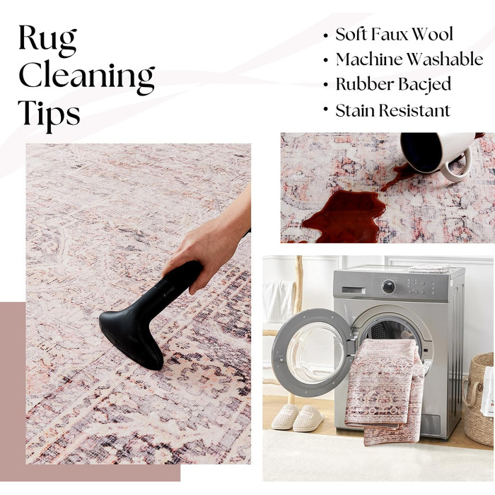 Килим миючий, штучна вовна, світло-бежевий, для дому, спальня, під ліжко, їдальня, під стіл, 152x244 см