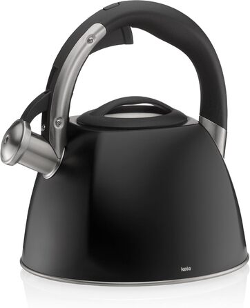 Ке́ла чайник індукційний 2.4л, з свистком, нержавіюча сталь, для всіх типів плит, з безпечним відкриванням кришки кнопкою, VITUS, чорний матовий