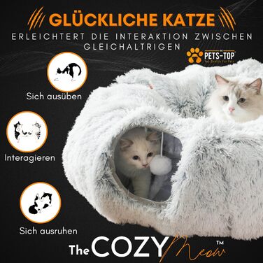 Round Cat Tunnel with Sleeping Area, XXL Large Cat Tunnel, Crinkle Tunnel, Cat Tunnel XXL Ultra Soft Round Donut Shape with Play