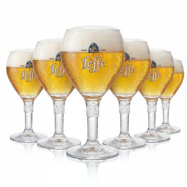 Набір келихів Leffe Large (6 шт) 330 мл для пива Leffe Blonde, Brown, Ruby, Double, Triple + підставки
