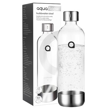 Aquafloow Содовий апарат з нержавіючої сталі для приготування газованої води з CO₂ циліндром (до 60 л) та пластиковою пляшкою 0.8 л з нержавіючим дном