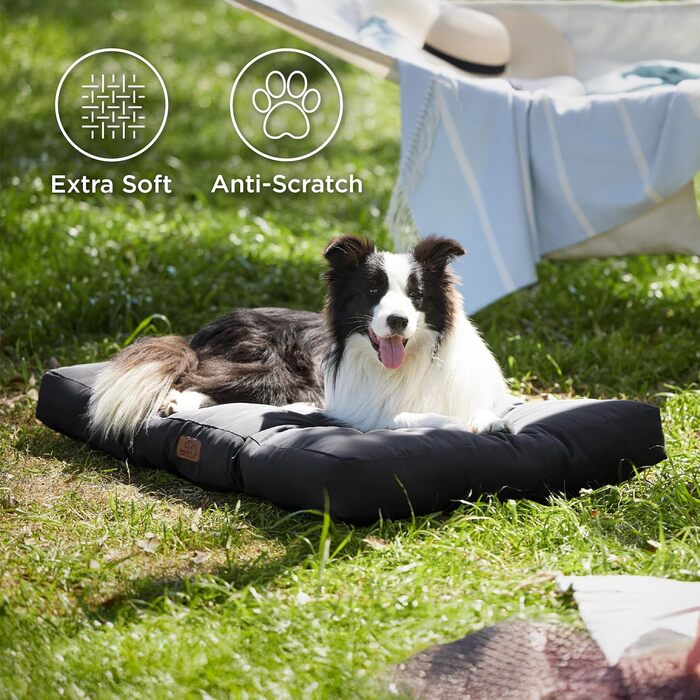 Килимок для собак BEDSURE, 76x50 см, для маленьких та середніх порід, водонепроникний, чорний, 10 см заввишки