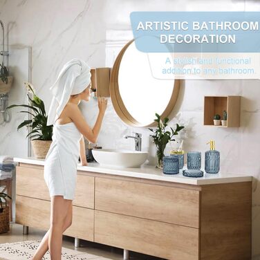 Преміум набір аксесуарів для ванної кімнати зі скла (5 шт.) - склянка, ватні палички, мильниця, дозатор мила, тримач для зубної щітки, ретро-модерн, подарунок на весілля