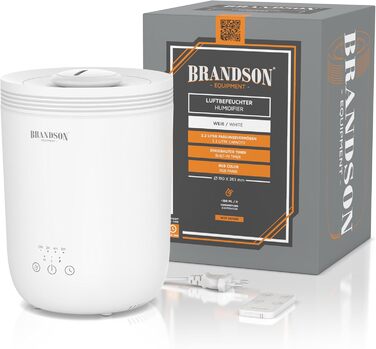 Зволожувач повітря Brandson з пультом керування, 2.2 л, LED-підсвітка, таймер, тиха робота, LED-індикатори, для вітальні, дитячої кімнати, спальні