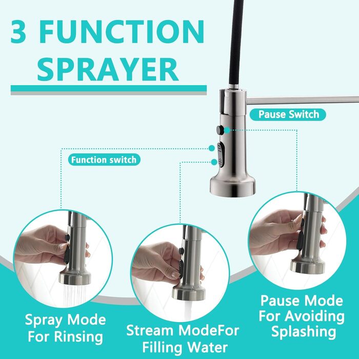 Інфрачервоний сенсорний змішувач для кухні з висувною лійкою, кухонна арматура 360° поворотна, змішувач з однією ручкою, гнучкий вивід, для мийки, золото, 3-х шляховий змішувач