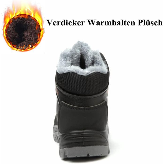 Черевики безпеки зимові чоловічі/жіночі S3, легкі, теплі, з металевим носком, 35-48 (38 EU, чорний)