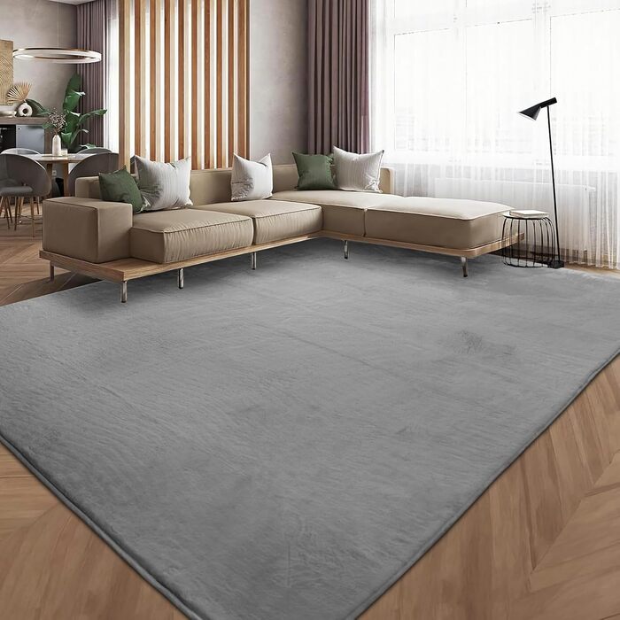Sour Lemon Soft Rug Living Room, Smooth Rabbit Fur-like Short Pile Non-Slip Rug, Modern Anti-Slip Carpet for Bedroom, Luxurious Room Decoration, Fluffy Rug Area 200x300cm Dark Grey 200x300cm