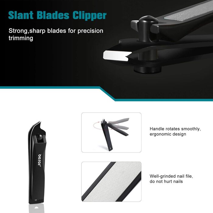 Набір кусачок для нігтів BEZOX (3 шт.) з нержавіючої сталі для товстих нігтів. Кусачки, ножиці для нігтів. Гострий та гладкий зріз. Підходить для нігтів на руках та ногах (прямі/вигнуті/скошені леза). Чорний колір