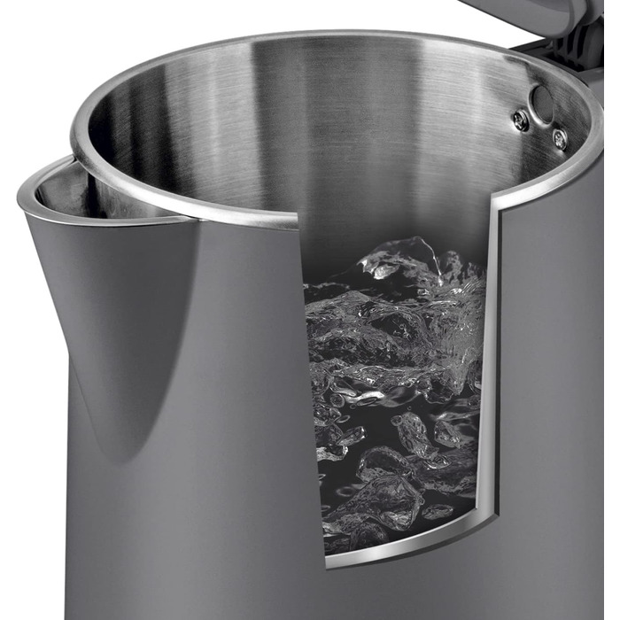 Електричний чайник з подвійними стінками Nordic Grey, 1.5 л, бездротовий, 2200 Вт, 360° обертання