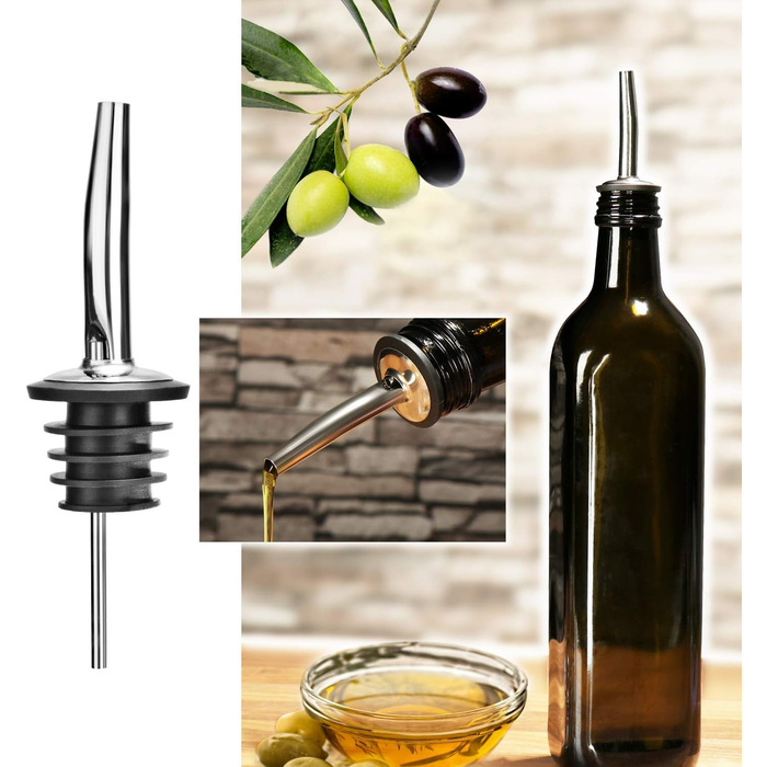 Виливники для пляшок Com-Four® 6 шт. з нержавіючої сталі – дозатор для алкоголю, олії, оцту – для бару, коктейлів, підходить для більшості пляшок (сріблястий, без кришки)