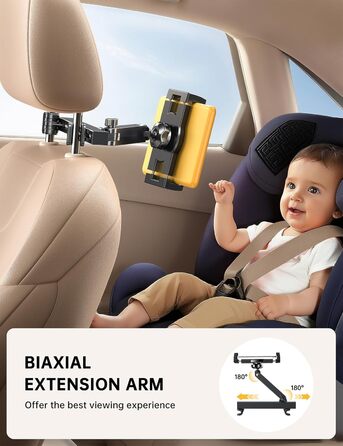 Універсальний тримач для планшета в авто Coolpow: кріплення на спинку сидіння, регульований, 360° обертання, сумісний з iPad, Samsung Tab, смартфоном (4.7-13 дюймів)