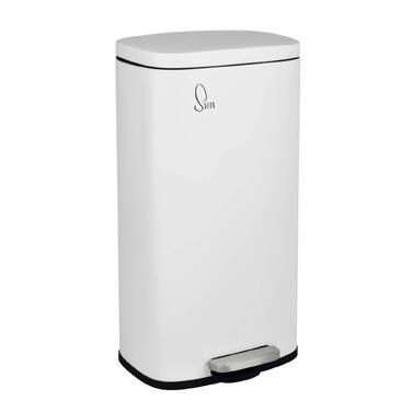 Сміттєвий відер SVITA TQ30 на 30л з педаллю та Softclose кришкою, нержавіюча сталь (Білий)