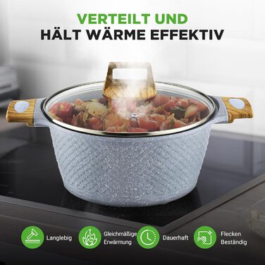 Набір посуду NutriChef 22 предмети антипригарний мармуровий блакитний – сковороди, каструлі, аксесуари для кухні, індукція, посудомийна машина