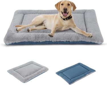 IEUUMLER Dog Bed Washable Dog Mat, Fluffy Soft and Warm Dog Blanket for Travel, Cat Cushion for Large and Small Dogs or Cats FC014 (Gray, 106 * 71cm) (XS(45*33cm), Gray and Blue)