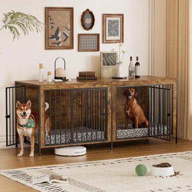 Клітка для собак для дому, 200 см, велика собача будка для 2 собак, XXL, міцна клітка з перегородкою, сучасна собача будка для дому, 4 двері для великих собак до 100 кг