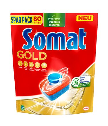 Таблетки для посудомийної машини Somat Gold, для ідеальної чистоти при низьких температурах, проти пригорілого, 80 шт