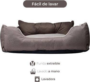 UNITED COLORS OF BENETTON. Pets - Dog Bed, Ergonomic Bed, for Medium-Sized Dogs, Made of Polyester, Machine Washable, Size M, (brown, 75 cm)