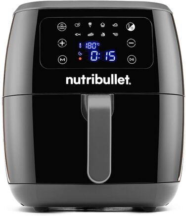 Nutribullet Hot Air Fryer 7L XXL Air Fryer with a wide selection of cooking modes, digital LED touchscreen, 8 programs, preheat & keep warm, grill, no oil, 1800 W, Black
