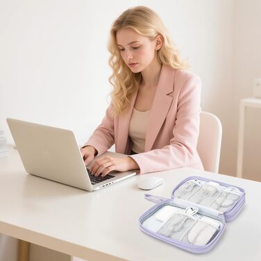 Органайзер для кабелів Skycase Kabeltasche, дорожній чохол для гаджетів та аксесуарів (світло-фіолетовий, XL)