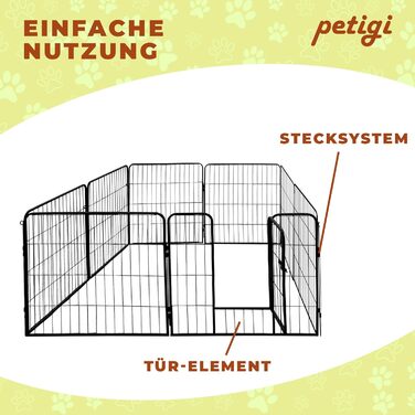 Вольєр для цуценят Petigi, розкладний, сталевий, з порошковим покриттям, розмір 80x60 см, сітка 47 мм